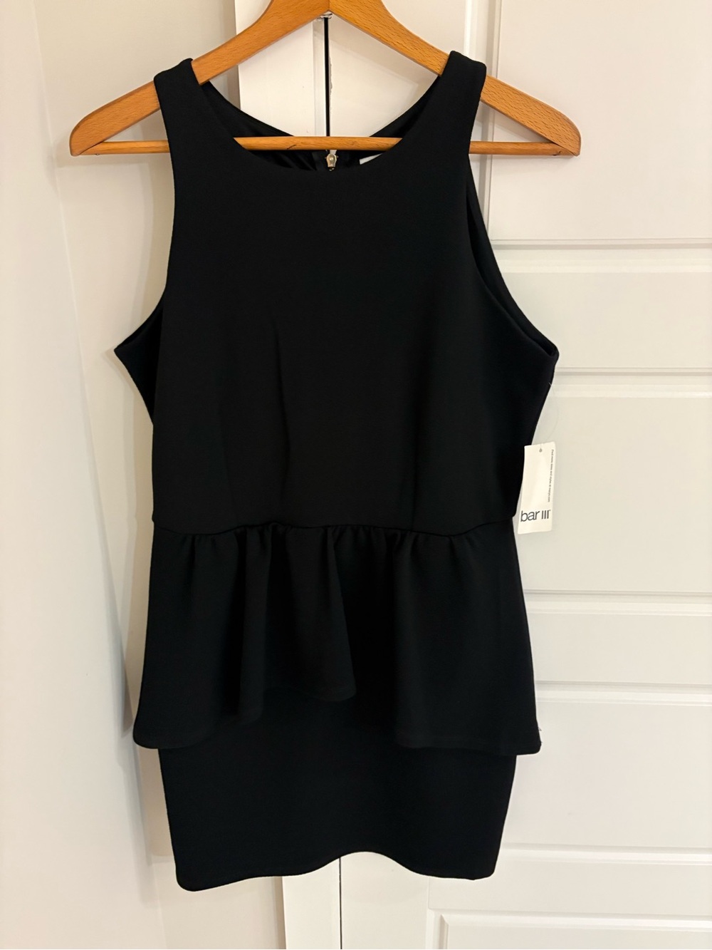 Bar III Black Sleeveless Peplum Mini Dress